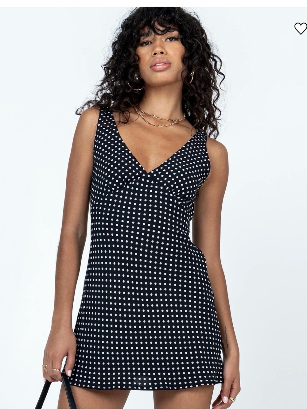 Princess Polly Nellie Black & White Polka Dot V-Neck Mini Dress Size 4